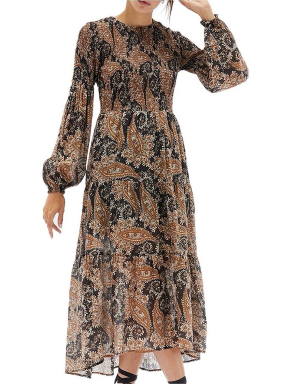 MINKPINK Paisley Long Sleeve Maxi Dress